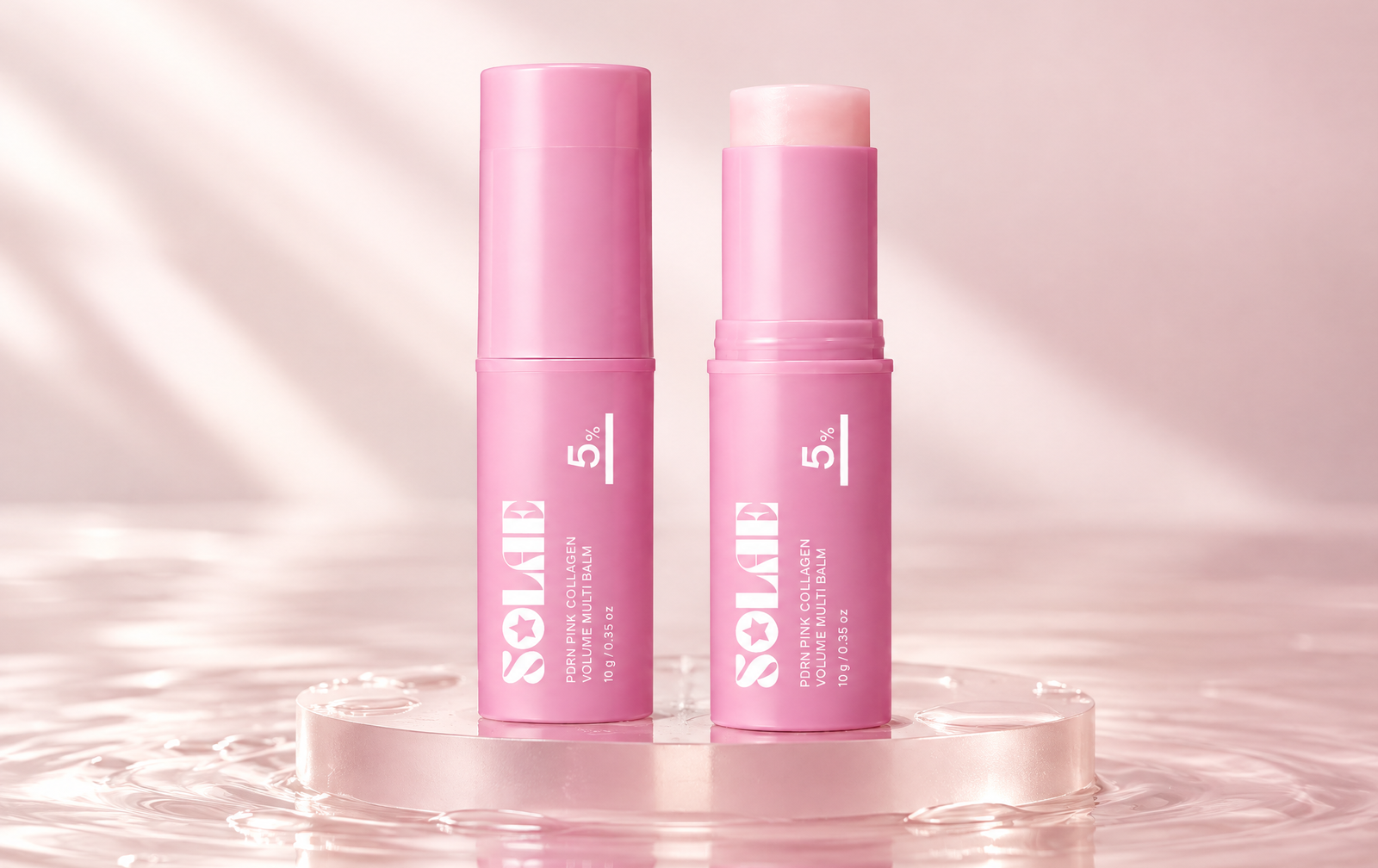 Solae skin care product surrounded by a smooth moisturizing texture