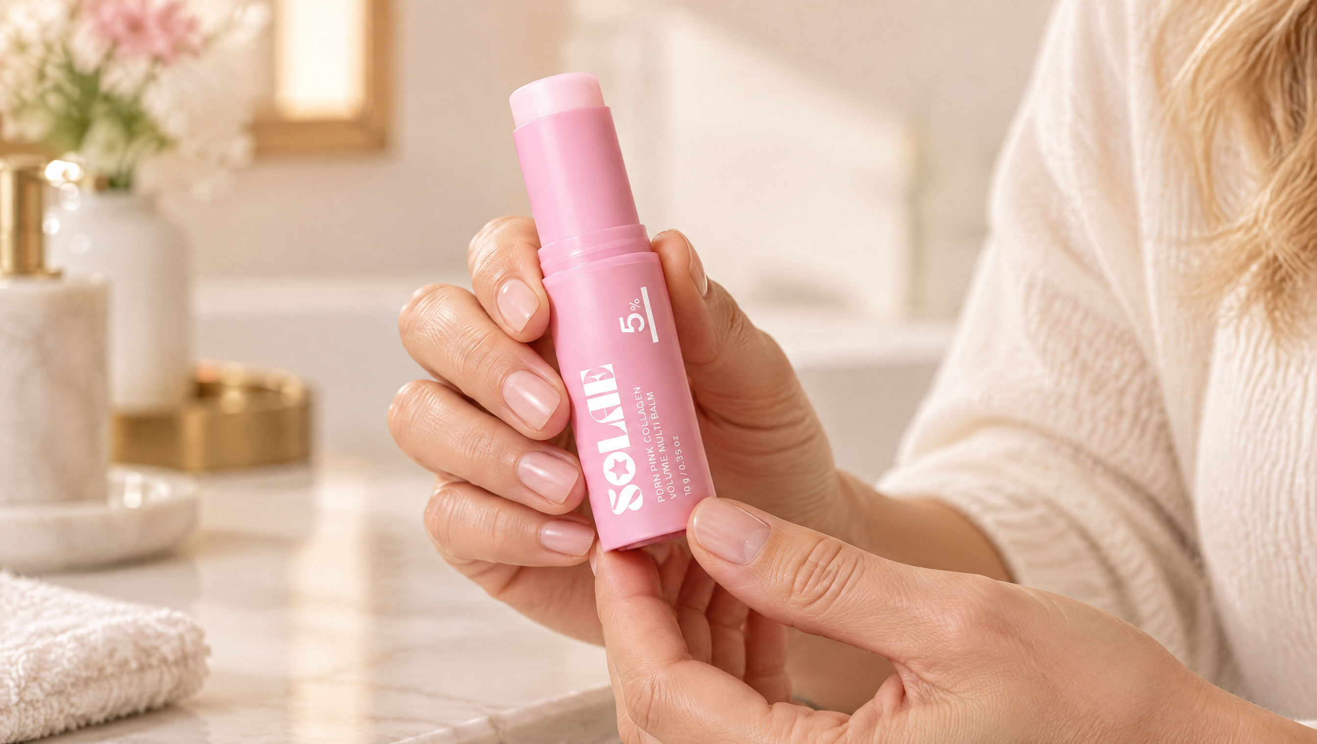 Skin care balm shown on the back of a clean hand